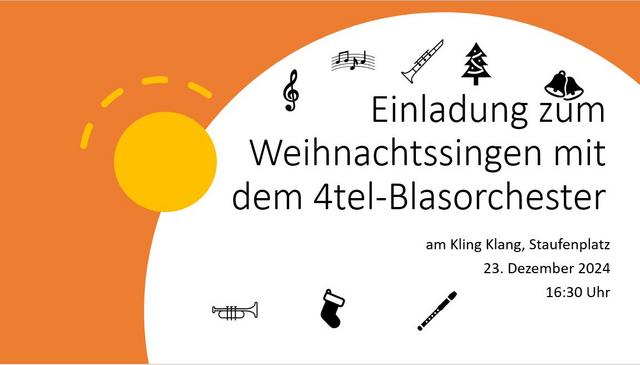 Weihnachtssingen 23. 12. 2024 ab 16.30 auf dem Staufenplatz